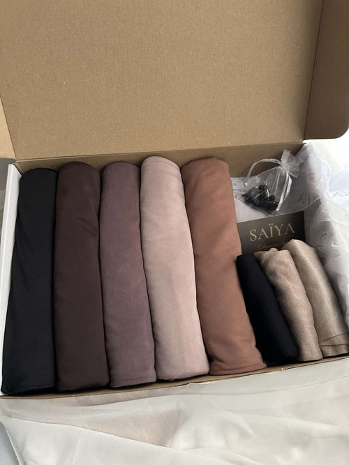 Box Jersey Liquid : hijabs pliés dans la boîte